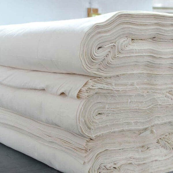 Grey cotton woven fabric rolls
